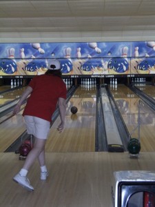 Kim (partially sighted) bowling 