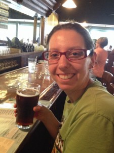 Chrysa enjoying her scotch ale