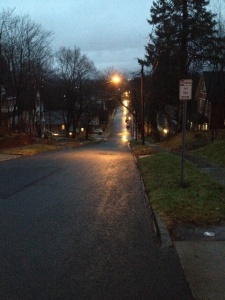 Clinton St. hill at night.