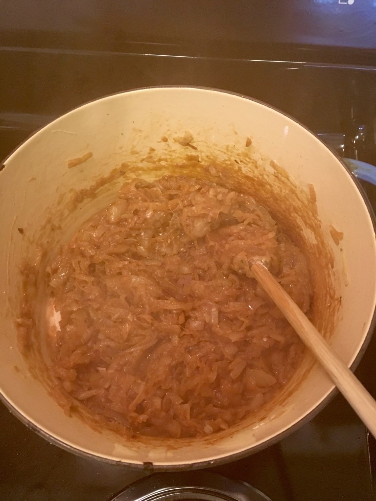 Step 2 - Caramelize the onions and deglaze.