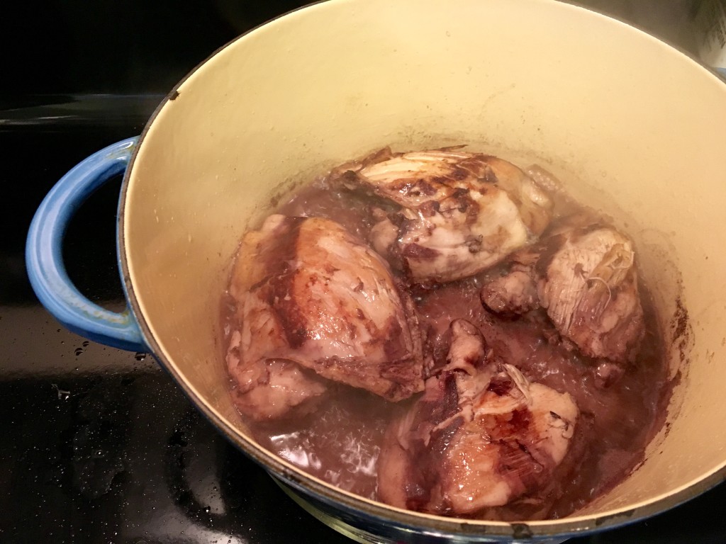 Brown your chicken in a mixture of the bacon drippings and some olive oil.